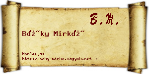 Béky Mirkó névjegykártya